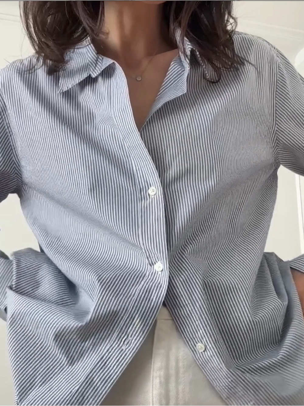 Quince 100% Organic Cotton Poplin Long Sleeve Shirt Size Large